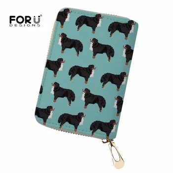 

FORUDESIGN Women Credit Card Holders Bernese Dog Cute Printing Pu Leather Bags High Quality Business ID Holder Organizer Bolsas