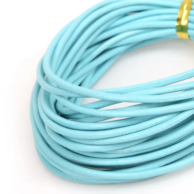 2 мм 5 м многоцветные шнуры из натуральной кожи Ювелирные изделия веревочный шнур для шнур кожаный DIY ювелирных изделий - Цвет: Turquoise