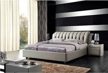 contemporary genuine leather bed modern bedroom furniture made in China