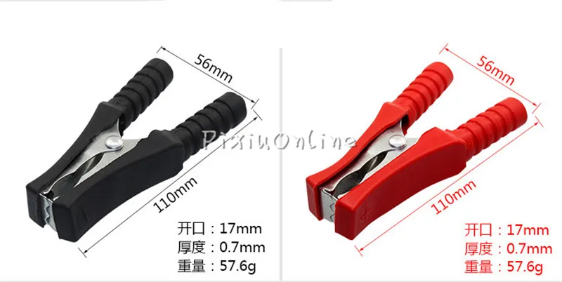 

1pcs YL481 Large Size Red/Black Iron Galvanized Car Battery Alligator Crocodile Clip Accumulator Clamps Cable Wire Free Shipping