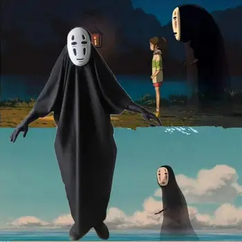 

No Face Man Spirited Away Cosplay Costume with Mask gloves for Halloween Costume Anime Miyazaki Hayao Faceless Cloak