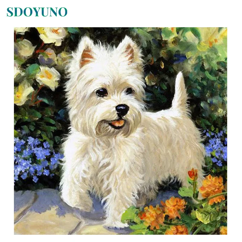 

SDOYUNO 5d DIY Diamond Painting Dog Animals Full square hobby Rhinestone Pattern Home Decor Mosaic Modern Wall Art For Gift