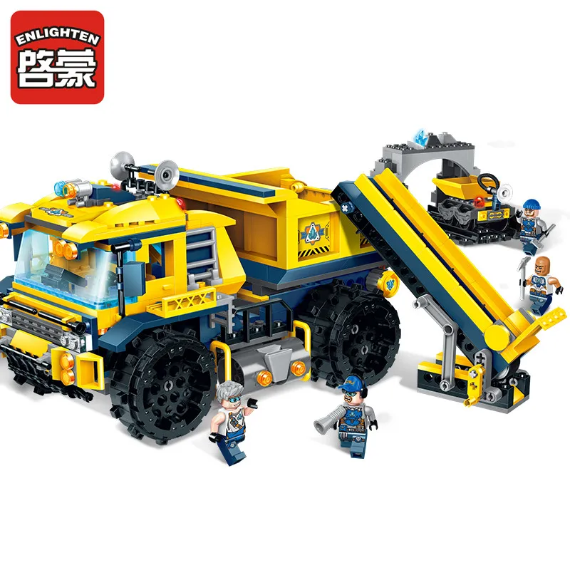 Enlighten строительный инженерный строительный блок Technic Kyanite Squad Dumptruck Monster 4 фигурки 458 шт кирпич-без коробки