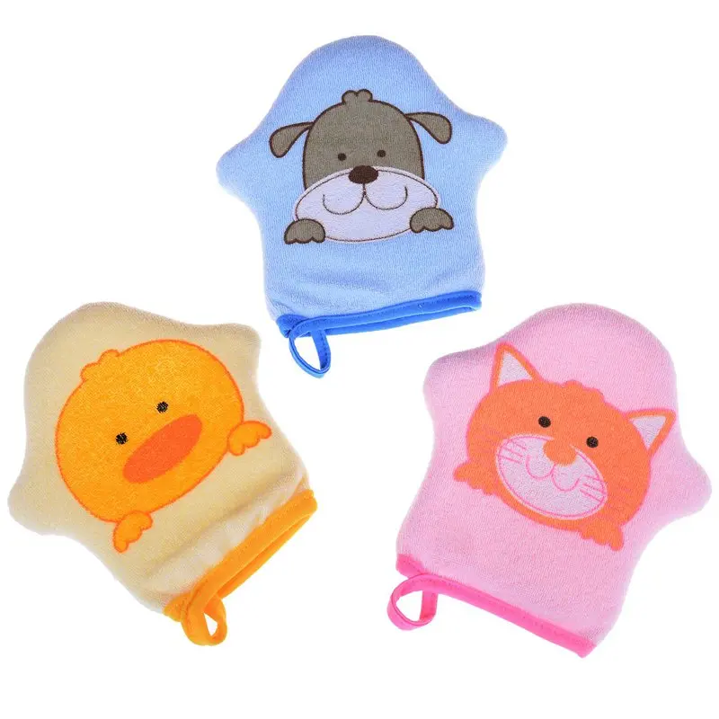 

3 Pcs Baby Bath Glove Cute Animal Baby Bath Sponge Toddler Soft Shower Brush Cotton Towel Ball Rubbling Towel Foam Shower Spon