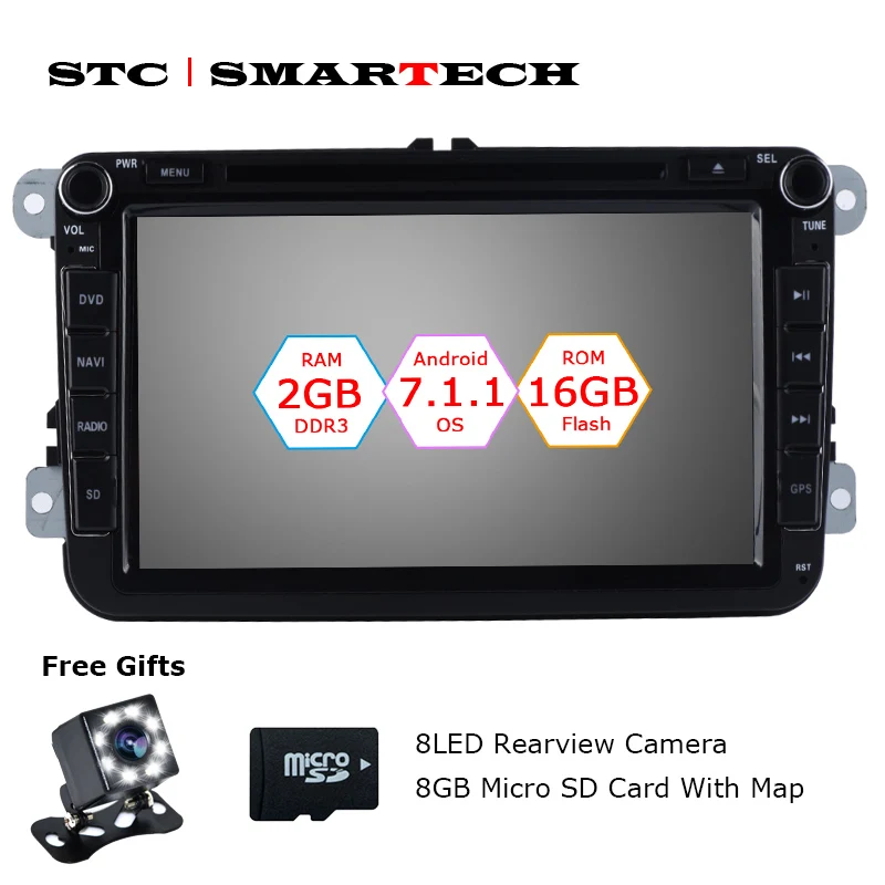 SMARTECH 2 Din Android 7.1 Car Audio GPS system autoradio for VW