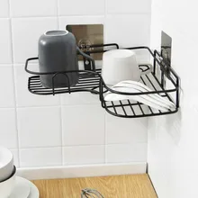 Ванная комната Дырокол угловая полка железная стойка для хранения кухонная приправа стеллаж для хранения настенная полка WF4011932