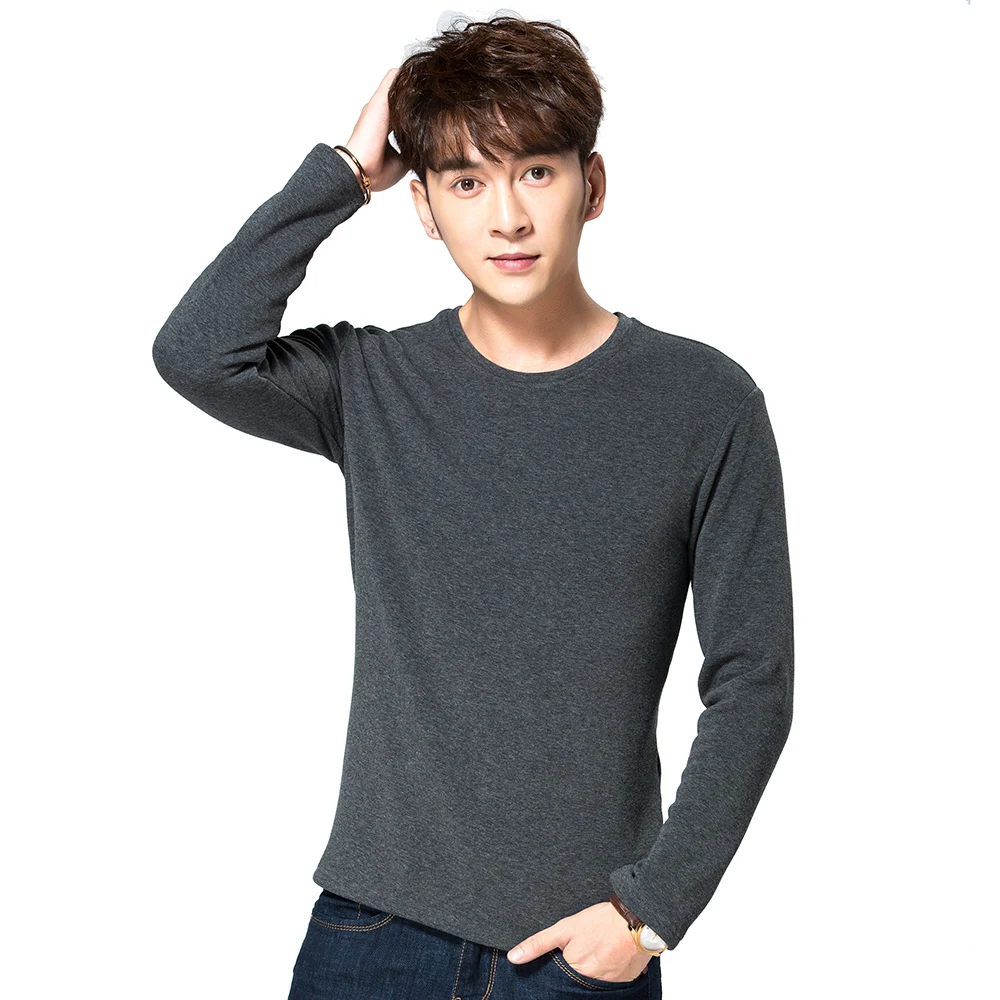 100% Cotton O-Neck Undershirts Long Sleeve Fitness Soft Thermal Top mens clothing Tee Undershirts Summer Shirts Underwear (3)