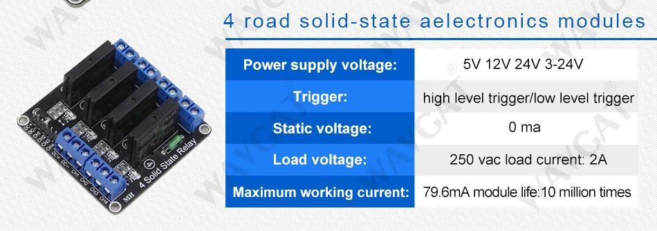 WAVGAT 12V реле 1 2 4 8 канальный OMRON SSR Высокий Низкий уровень твердотельные реле Модуль 250V 2A для Arduino