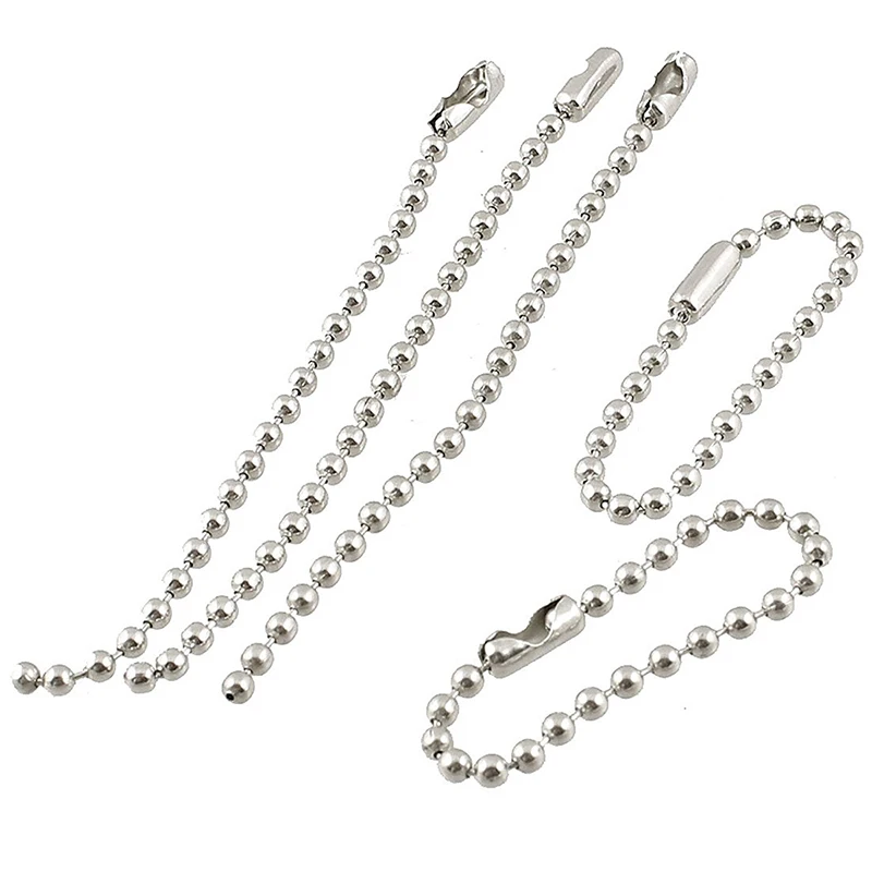 

7.8cm long stainless steel ball chain for key rings, in silver, 5 pcs