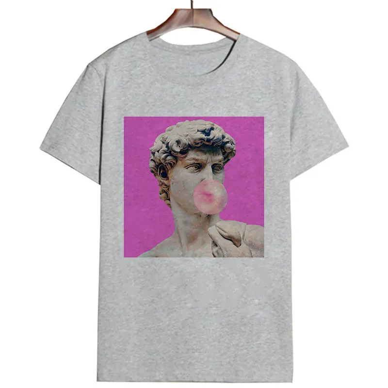Давид микеланжело летняя футболка Женская Vogue статуя принт забавная Harajuku футболка размера плюс новая футболка Camisetas Verano Mujer - Цвет: 1308-Gray