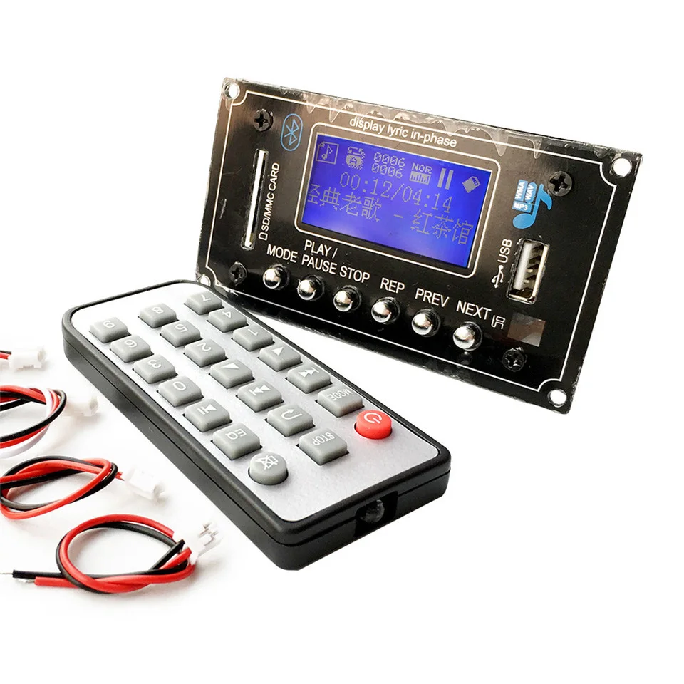 YKSO Bluetooth MP3 Decoding Board 12V Lyric Show Touch LCD Display MP3 Players Accessories with  SD Card Slot MP3 Decoder (1)