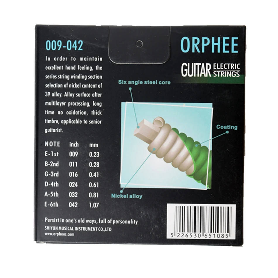 Orphee Professional DE Series 009-042010-046011-050, Струны для электрогитары из итальянского никелевого сплава