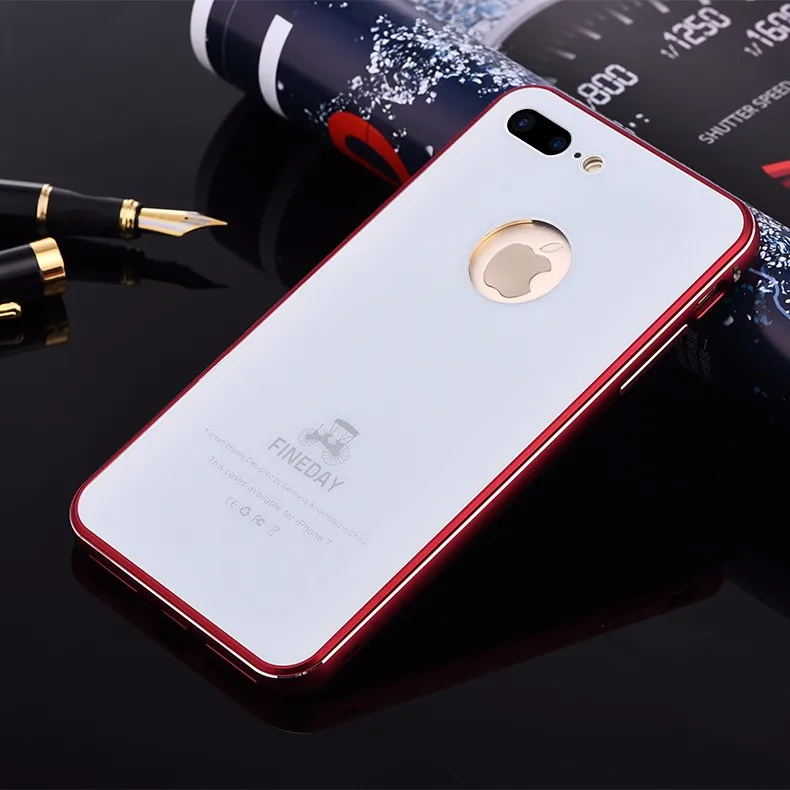 iMatch Aviation Aluminum Alloy Metal Bumper Tempered Glass Back Cover Case for Apple iPhone 7 Plus & iPhone 7