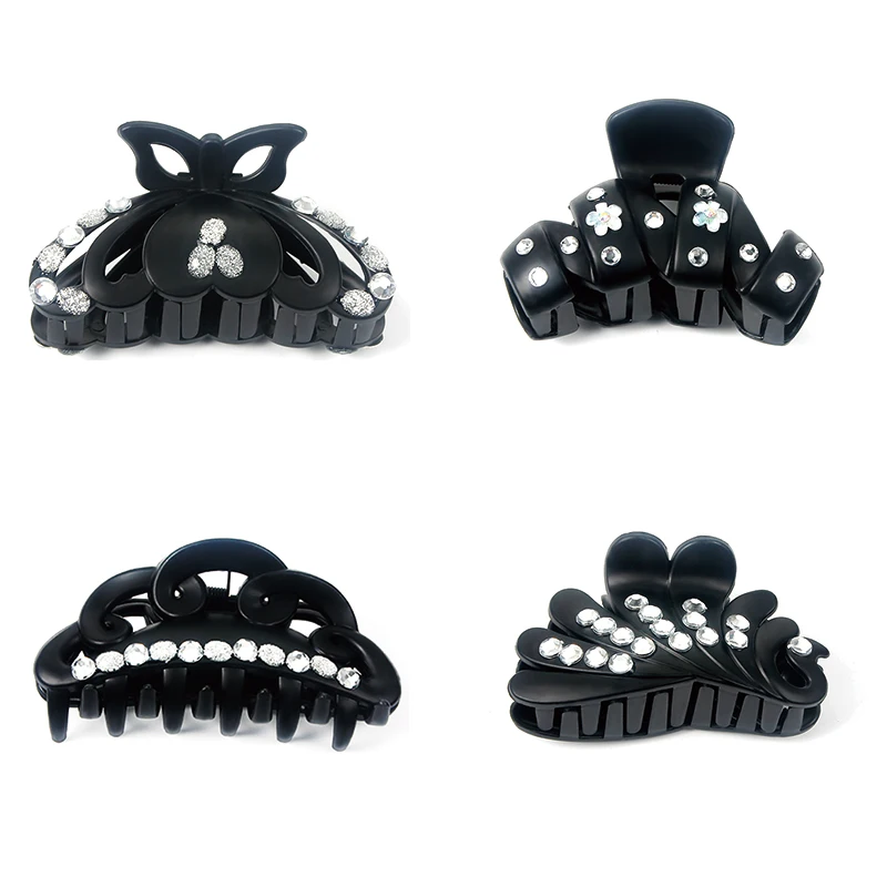 Trendy Flower Shaped Women Hair Claws Rhinestone Hairpins Hair Crab