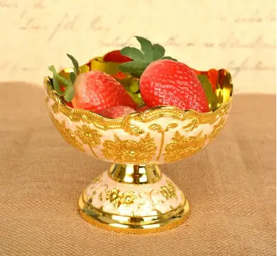Европейский цветок резной маленький круглый золотой металлический поднос для фруктов декоративная ваза для фруктов декоративные пищевые лотки для украшения дома FT036