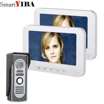 

SmartYIBA 7 Inch Home Intercom Home Security Video Doorphone 2 Monitors Intercoms for Private Homes Doorbell Ring Camera IR-CUT