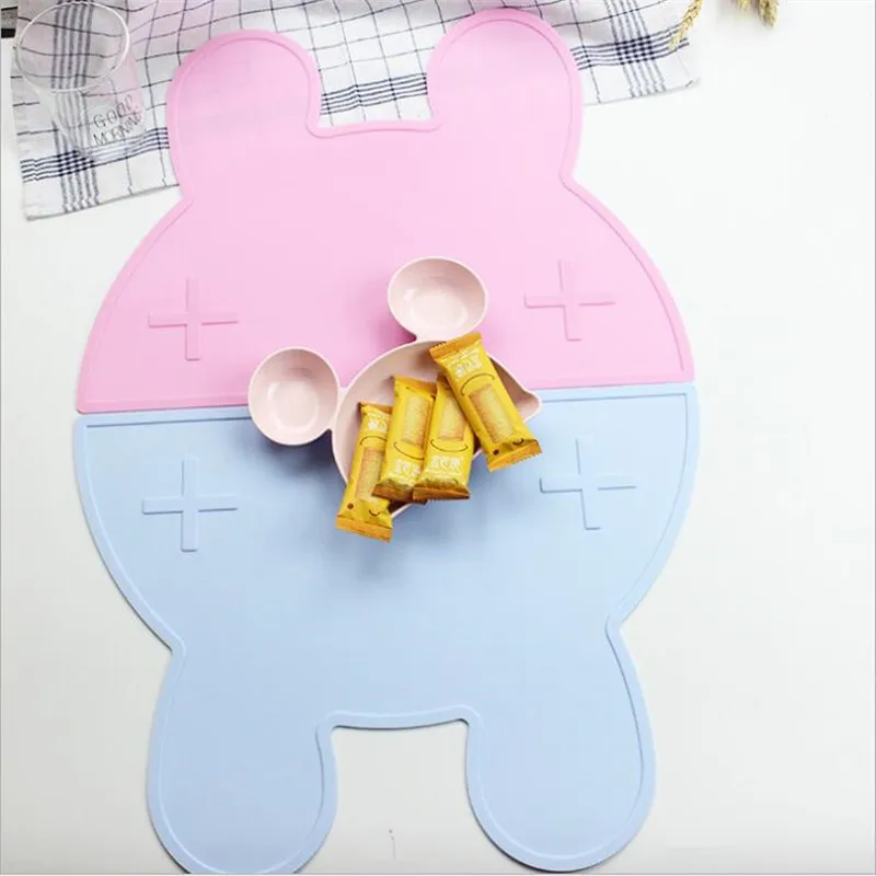 

Silicone Portable Placemat Lovely Rabbit Bear Bunny Car Kids Baby Heat Resistant Pad Coaster BPA Free Waterproof Tableware Mat