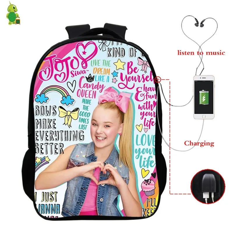 Pop Star JOJO Siwa Многофункциональный рюкзак для женщин и мужчин USB зарядка Рюкзак для ноутбука школьная сумка для подростков мальчиков сумки для девушек для путешествий