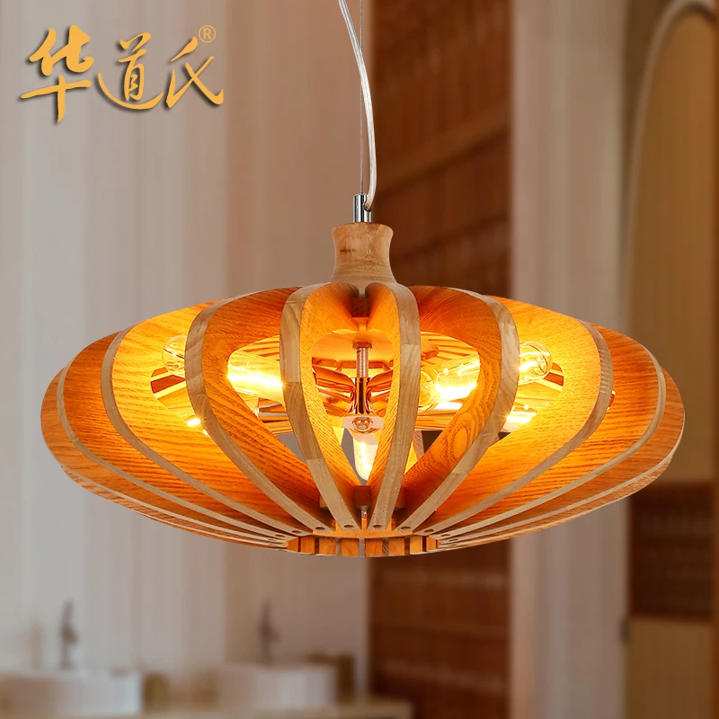 

character designer restaurant bar lamp Chandelier Nordic wooden crescent Chandelier