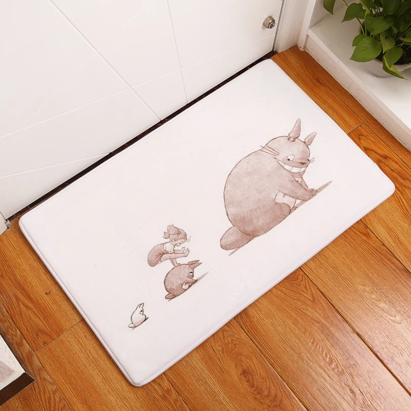 Cartoon Totoro Design Cassette Tape Printed Funny Rugs Durable Indoor Outdoor Floor Mat Coral Velvet Non Slip Bathroom Mats