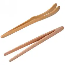 Pince à thé en bois, 2 pièces, en bambou, pour salade, Toast, Clips droits, accessoires de cuisine, service à thé