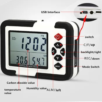 

Digital Carbon Dioxide Detector Air Quality Monitoring CO2 with Alarm System USB software