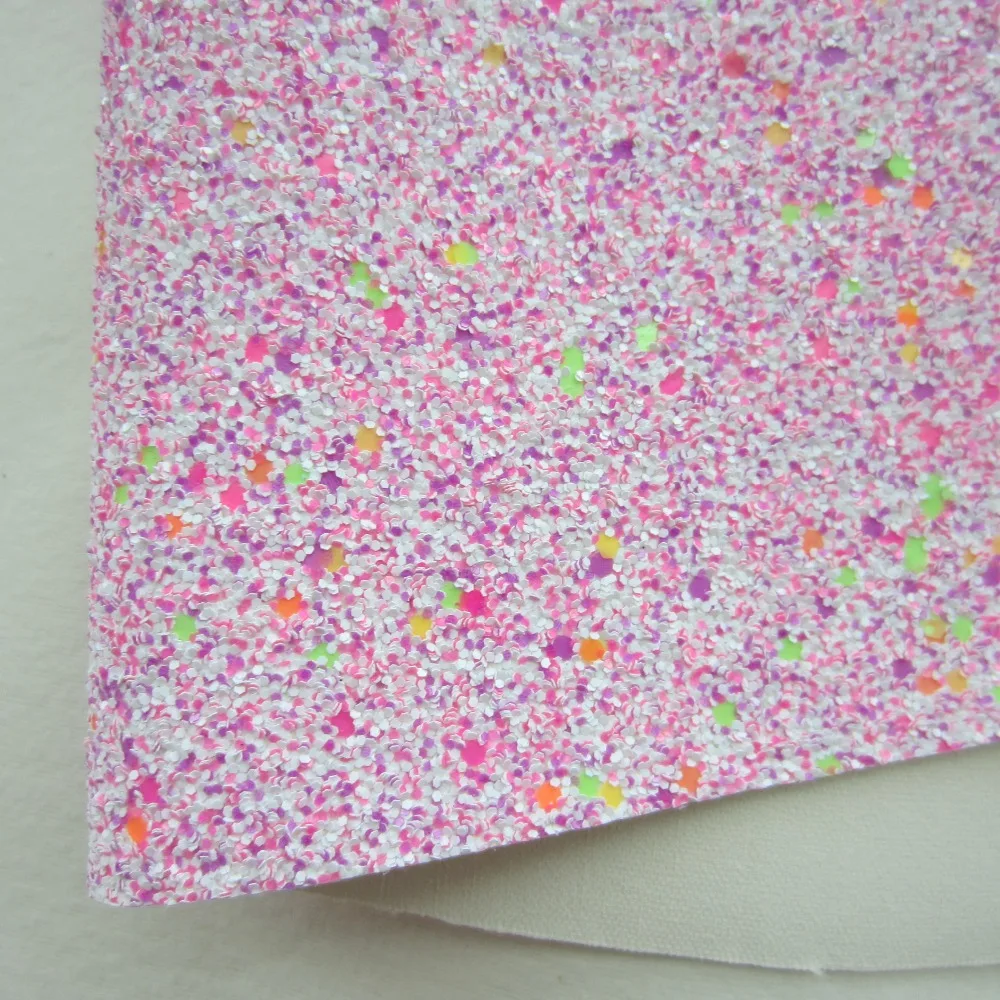 

A4 sheet 8"X11.8" Multicolour Chunky Glitter Fabric Leather Faux PU leather Fabric For craft Sewing bows DIY 1pieces F0031