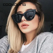 COOYOUNG Винтажные Солнцезащитные очки женские кошачий глаз солнцезащитные очки ретро брендовые дизайнерские солнцезащитные очки женские розовые зеркальные очки