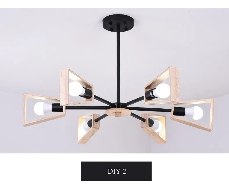 Vintage  Chandeliers Led Lustre Chandelier Ceiling For Living Room Kitchen Black Suspended E27 Hanging Lamp 11