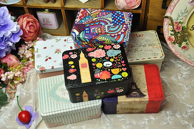 Граффити ветер коробка для хранения с крышкой печенья конфеты жестяная коробка для хранения мелочей чехол для хранения мульти-стиль коллекционные корзины