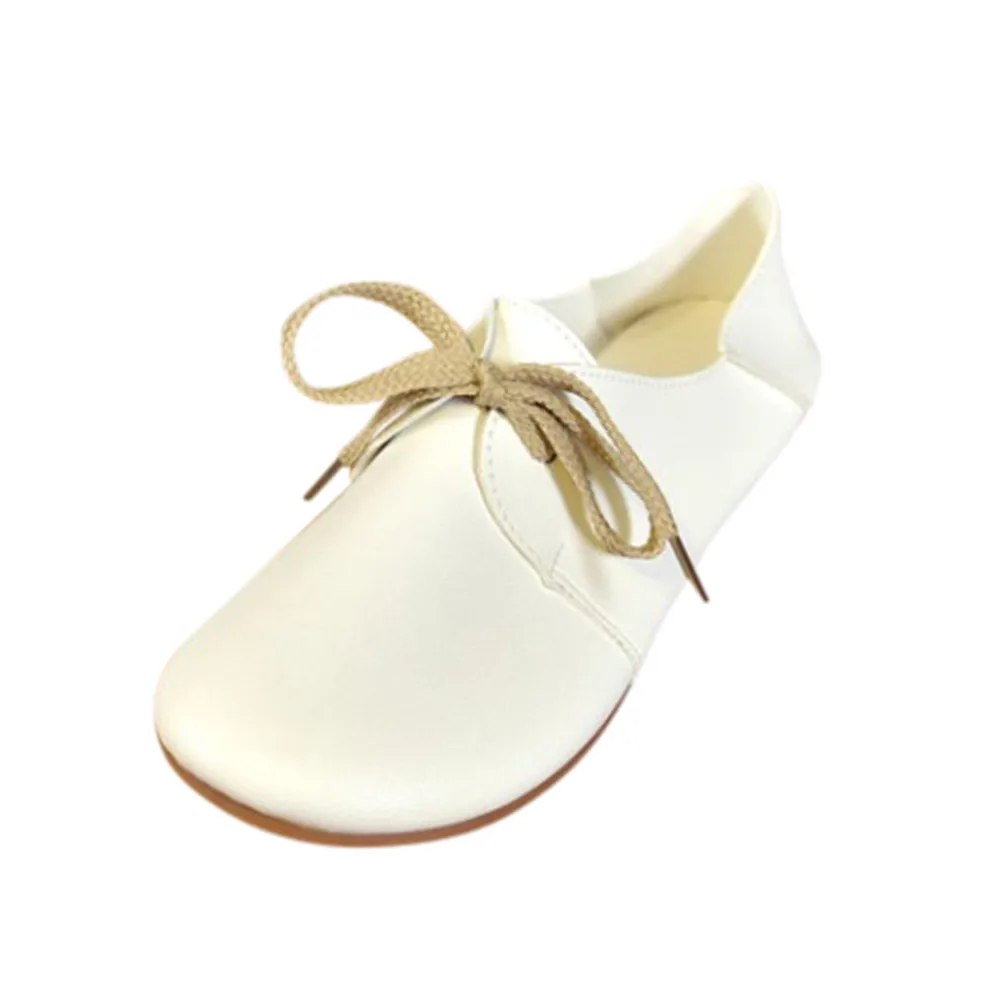 

Elegant Soft Leather Women Flats Brand Shoes 2019 Spring Women Flats ladies Lace up Boat Shoes Casual Ladies Flats