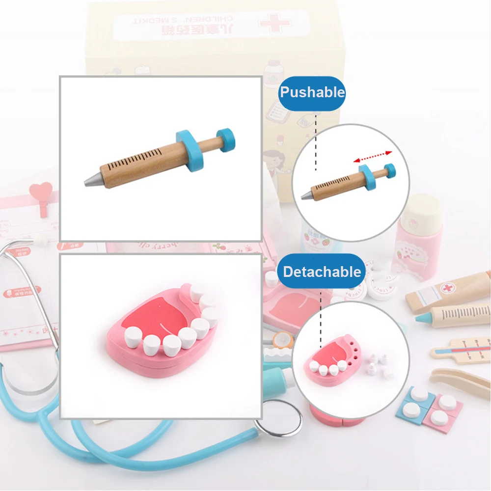 Деревянные игрушки, ролевые игры, Набор доктора, медицинский набор, детские развивающие ролевые игры, классические игрушки, имитационная игрушка доктора для детей