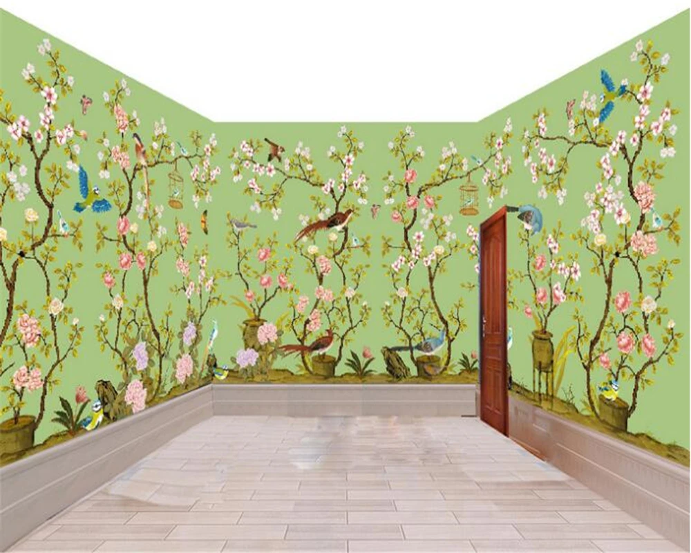 

beibehang Large-scale interior painting wallpaper hand-painted flowers and birds murals theme space papel de parede 3d wallpaper