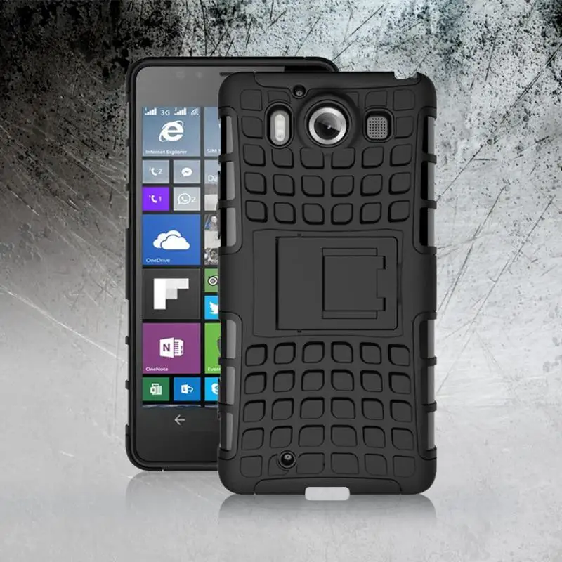 

ALLOET Heavy Armor Protective Case For Microsoft Nokia Lumia 950 PC Frame TPU Hybrid Hard Holder Bracket Stand Case For Lumia950