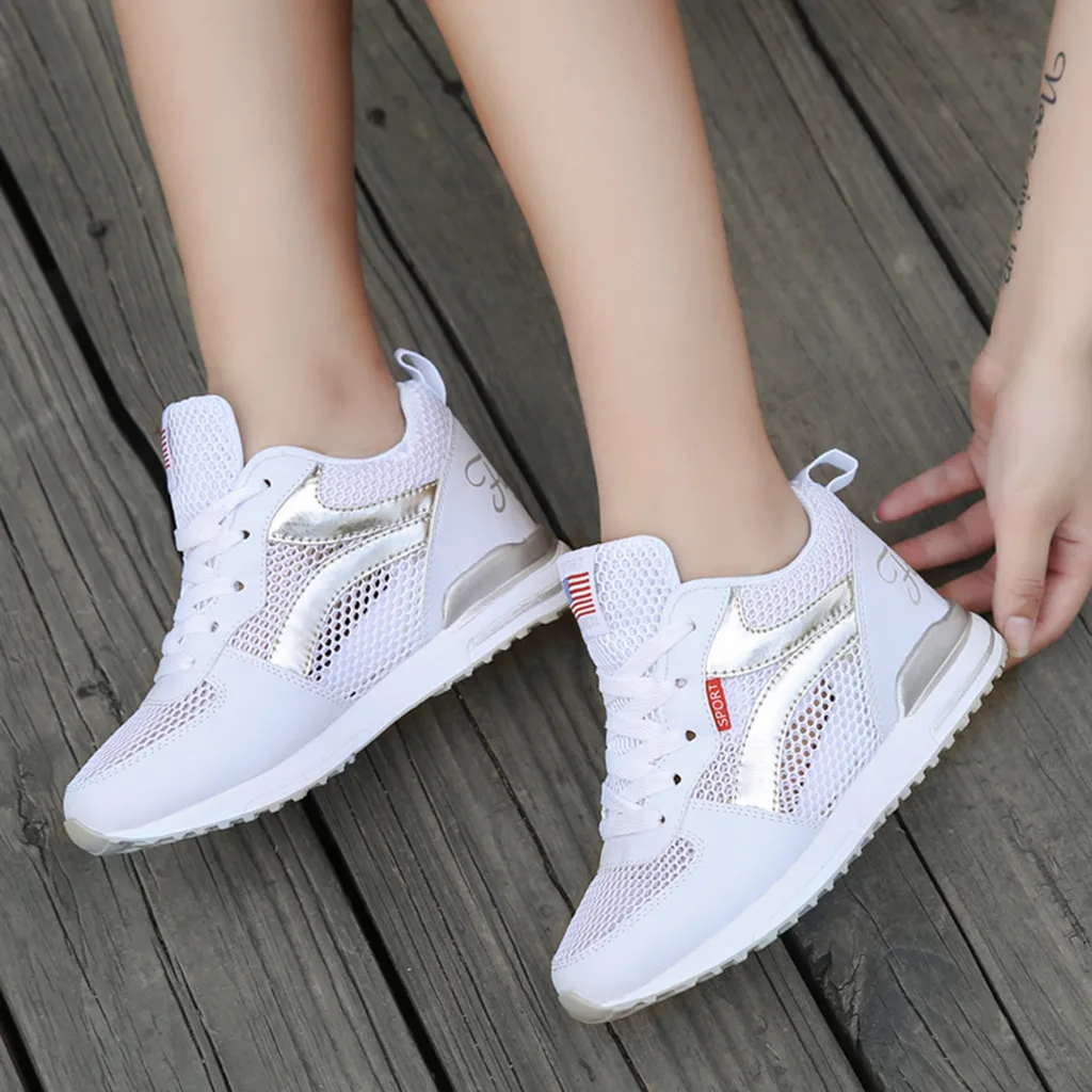 

Women's Platform Wedges Sneakers Spring High Quality Mesh Breathable Height Increased women's shoes Casual sport Shoes 2019 #G35
