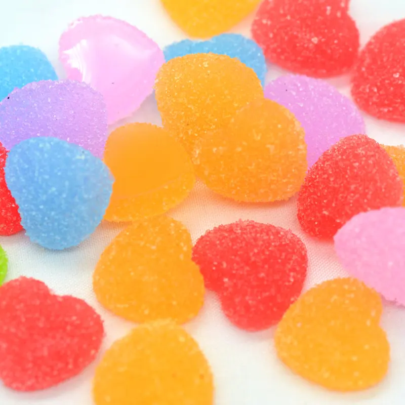 15 мм смешанные цвета поддельные мягкие сердце клейкие конфеты | Кукольный дом вечерние украшения конфеты кабошоны | поддельные конфеты украшения миниатюры