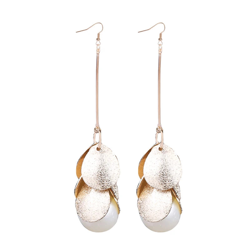 3 Style Vintage Gold Leaves Pearl Pendant Drop Earrings Statement Long