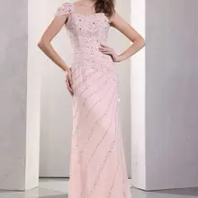 Реальные фотографии Розовый милое вечернее платье, украшенное бисером вечерние платья-футляры пол-Длина развертки Поезд Длинные платья для выпускного бала
