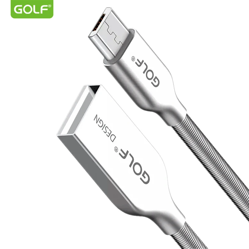 Пружинный зарядный кабель GOLF 1 м из цинкового сплава Micro USB для синхронизации