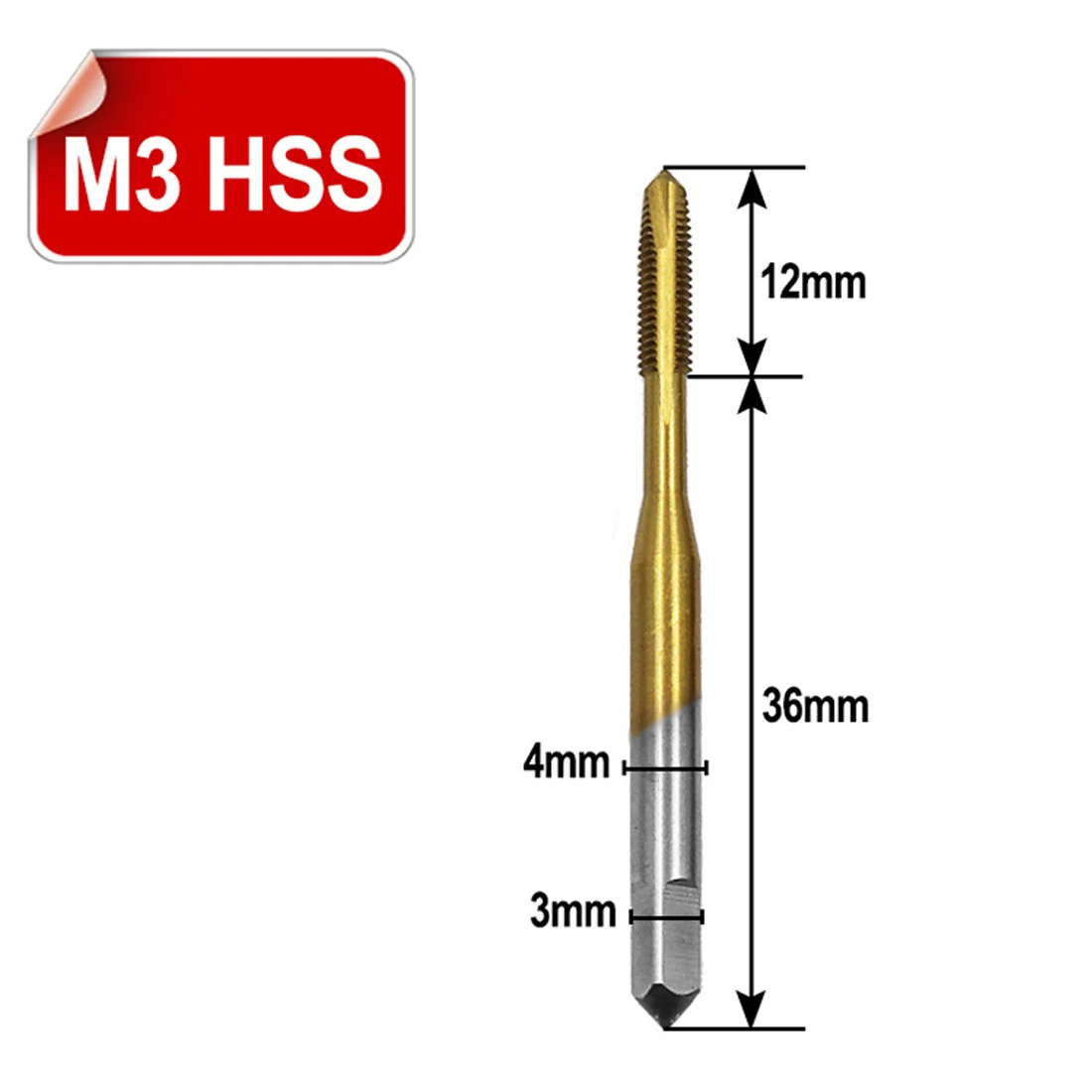 Титановое покрытие HSS Метрическая прямая флейта резьба Винт кран вилка кран высокоскоростной стальной винтовой наконечник M3-M8