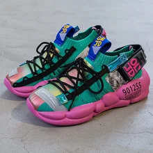 Пэчворк цвет летающий ткач обувь цвет четыре сезона INS красный прилив обувь Спортивные Повседневные женские носки Кроссовки Женская обувь для ходьбы