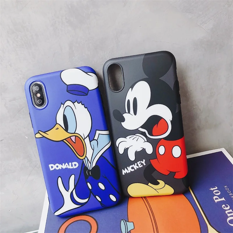 

JAMULAR Funny Mickey Minnie Matte Phone Case For iPhone XS MAX XR X 8 6 6s Plus Cartoon Soft Back Cover For iPhone 7 Coque Shell