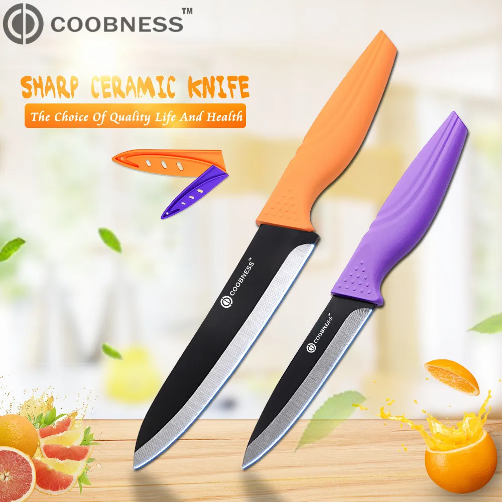 COOBNESS фирменные кухонные ножи 2 шт. керамический нож многоцветная ручка Черное