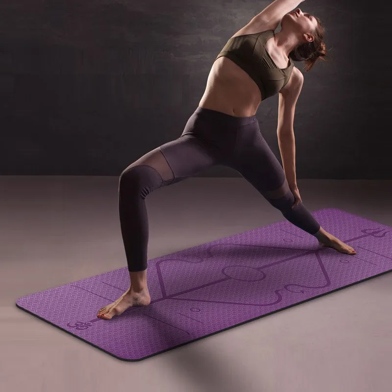 

6mm TPE Yoga Mat with Body Line Non Slip Fitness Gym Sports Pilates Carpet Mat Environmental Exercise Gymnastic Mat 183*61cm