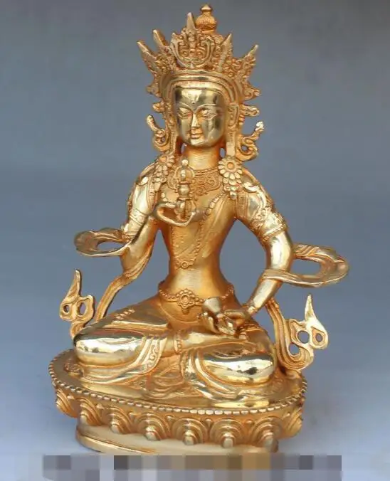 

S1740 9"Tibet Buddhism Fane Bronze Gilt Vajradhara Vajrabhairava Goddess Buddha Statue