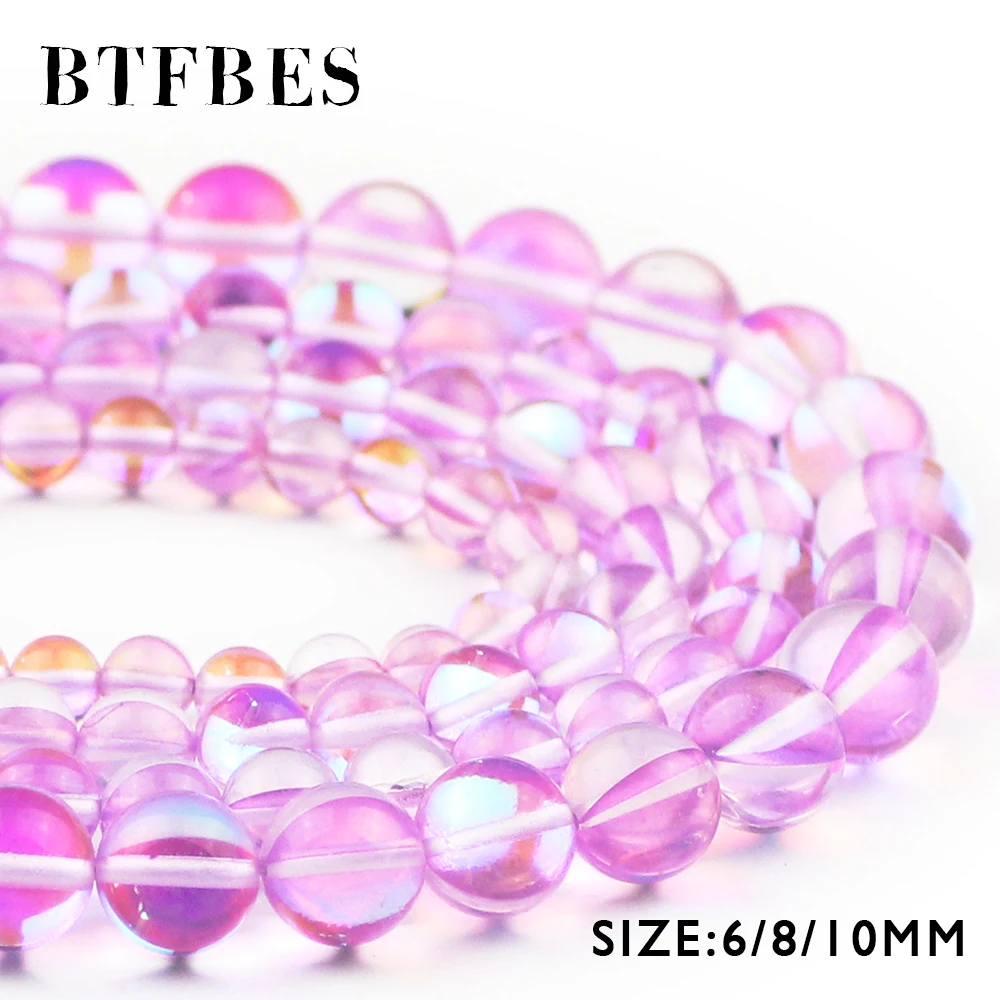 

BTFBES Purple Synthetic Flash Stone Natural Labradorite Stone Beads 6 8 10mm Round Loose Beads for Jewelry Bracelet Making DIY