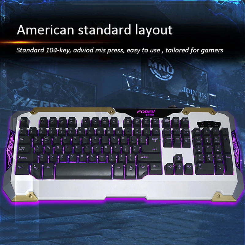 104 Ключи Usb Проводная Клавиатура Gaming Дыхание Подсветка Gamer PC Механическая Со