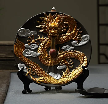 

Golden Dragon incense burner,Creative tea accessories ceramic sandalwood Decoration,Handmade Censer Aromatherapy Furnace