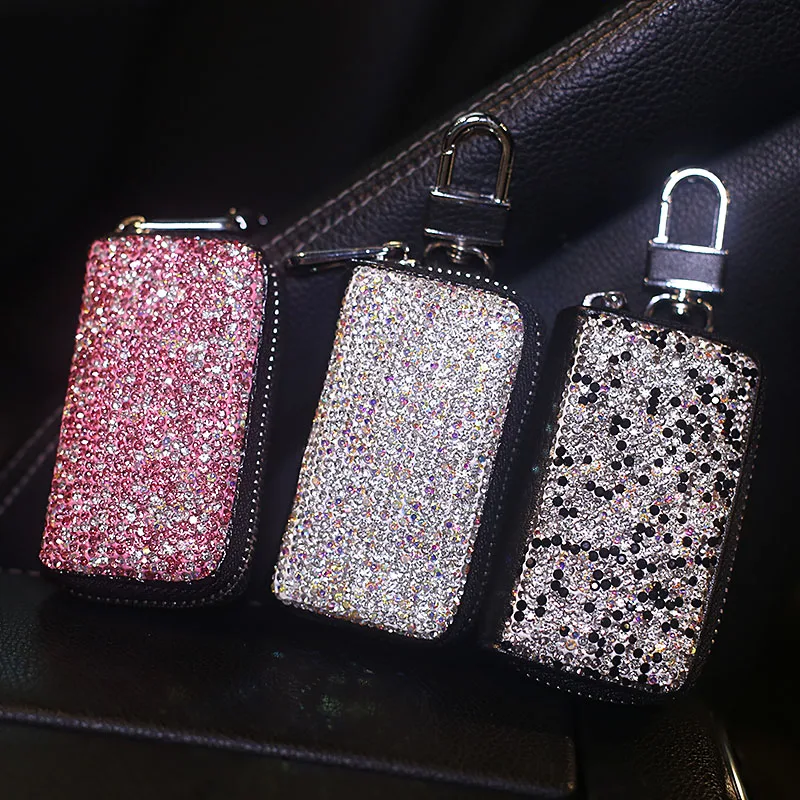 Crystal-Diamond-Key-Case-for-Car-Key-Cover-Holder-Genuine-Leather-Rhinestones-Key-Wallets-Bag-Women-11