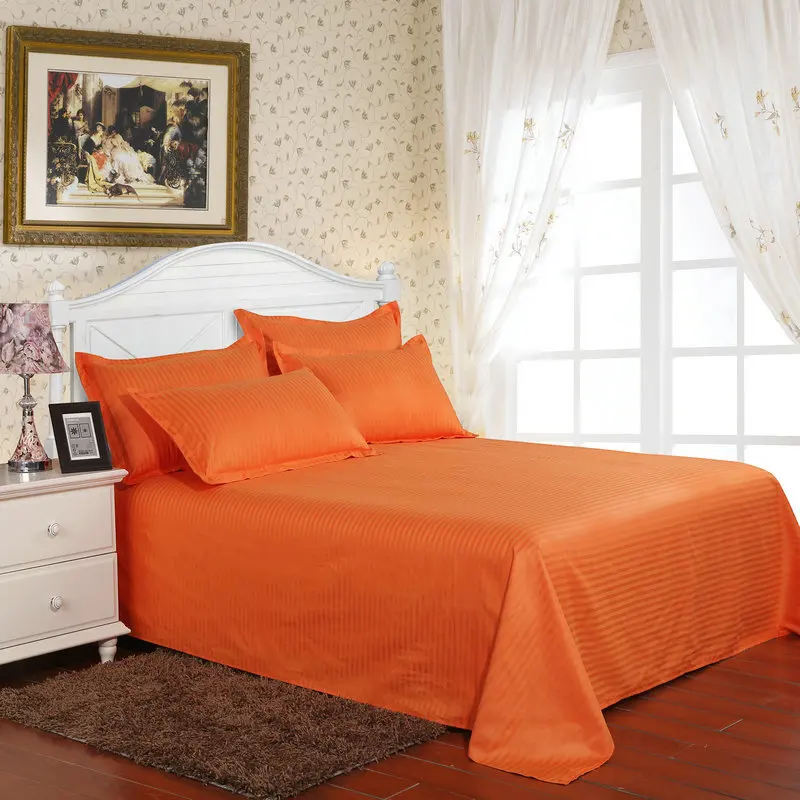 Отель постельные принадлежности белая простыня хлопок сплошной цвет плоский лист - Цвет: ororaoranorange